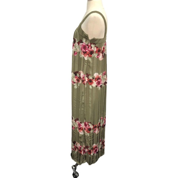 Banana Republic Size 00P Petite Lucia Apron Floral Patio Maxi Dress Zip Green - Picture 5 of 11